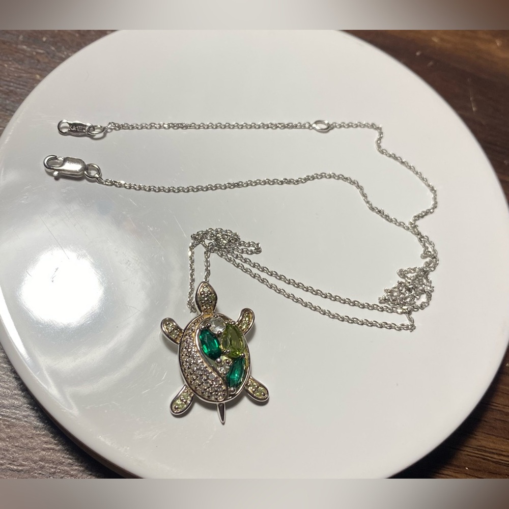🐢Turtle necklace by KAY Jewelers • Lab & natural gems • Sterling silver - Picture 3 of 13